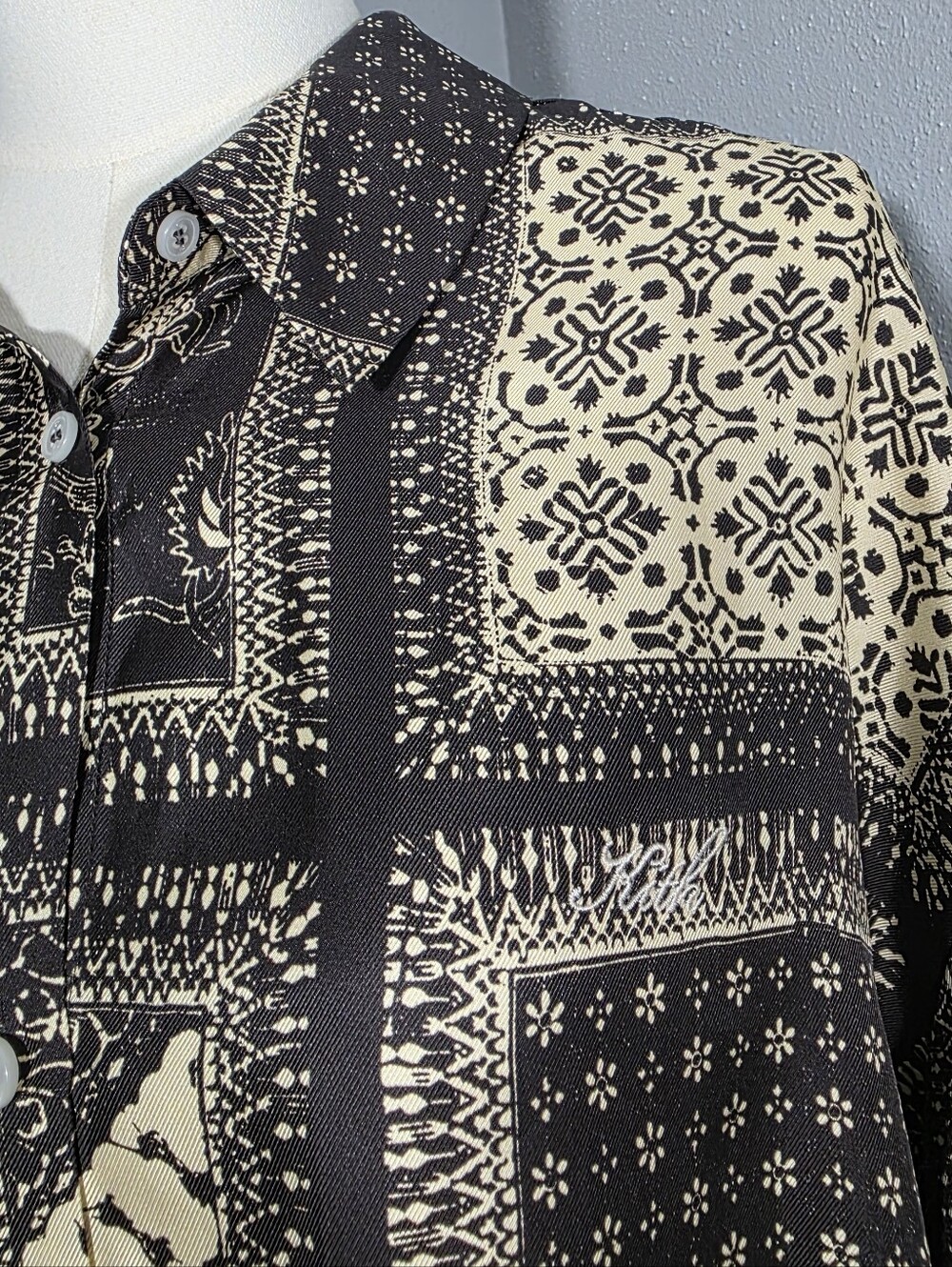 KITH Unisex 100% Silk Bandana Print Oversized Button Down Shirt L - Picture 2 of 16